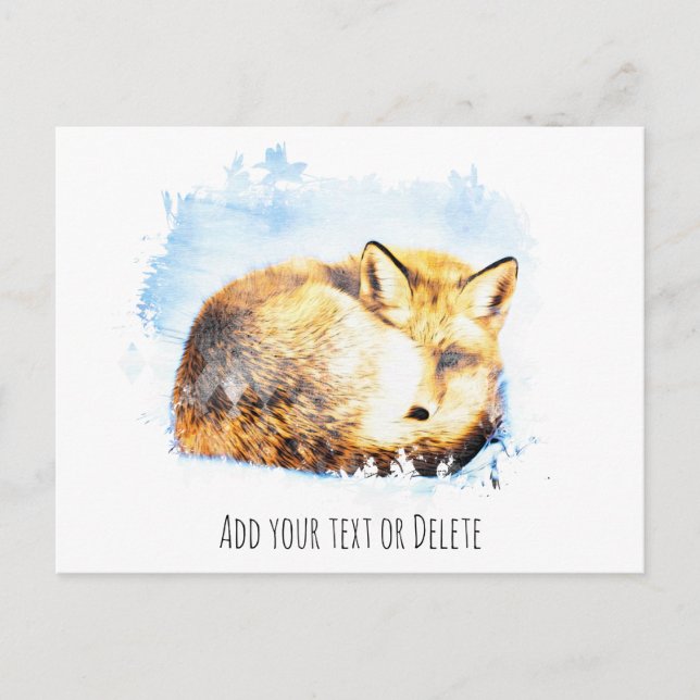 *~* Animal Red Fox Ap18 Artsy Art Wildlife Text Vykort (Framsida)