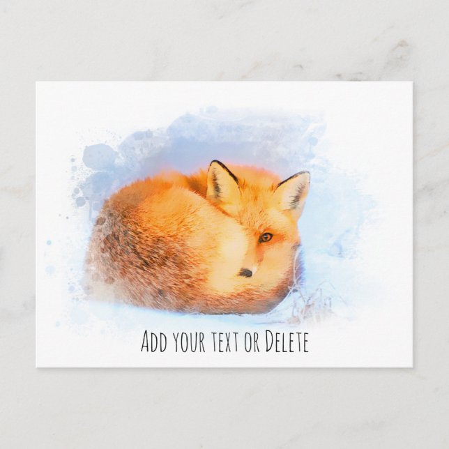 *~ Animal Red Fox Ap18 Artsy Wildlife Text Vykort (Framsida)