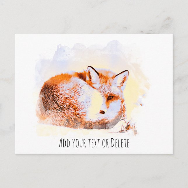 *~* Animal Red Fox Art Ap18 Wildlife Text Vykort (Framsida)