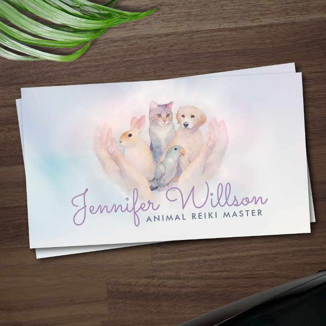 Animal Reiki Healing Watercolor Art Visitkort (Skapare uppladdad)