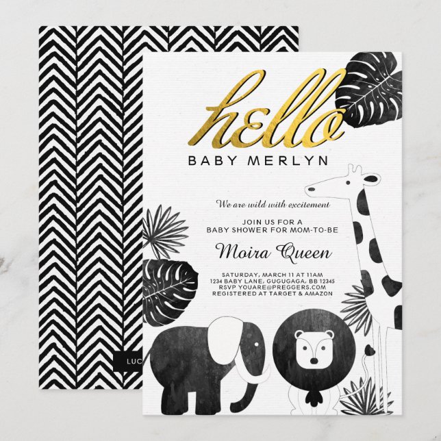 Animal Safari Baby Shower Inbjudan (Fram/baksida)