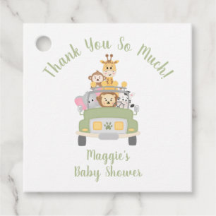 Animal Safari Baby Shower Tack Gåvor Etiketter