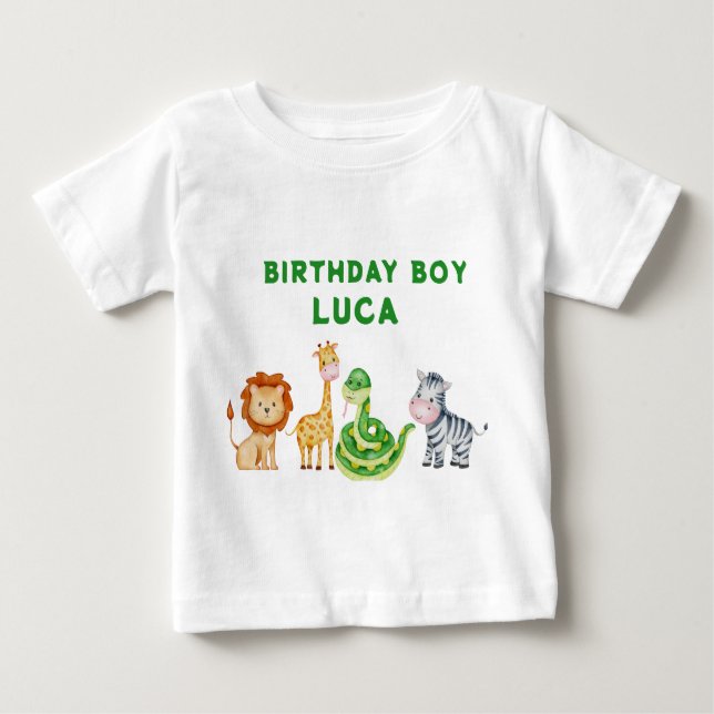 Animal Safari Birthday T-Shirt (Framsida)