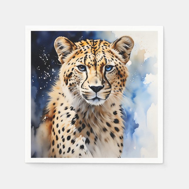 Animal Safari Cheetah Watercolor Pappersservett (Framsidan)