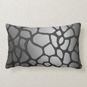 Animal Skin Silver Black Giraffe Safari Skin Lumbarkudde