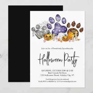 Animal Tass avtryck Pumpkin Pet Hund Halloween fes Inbjudningar