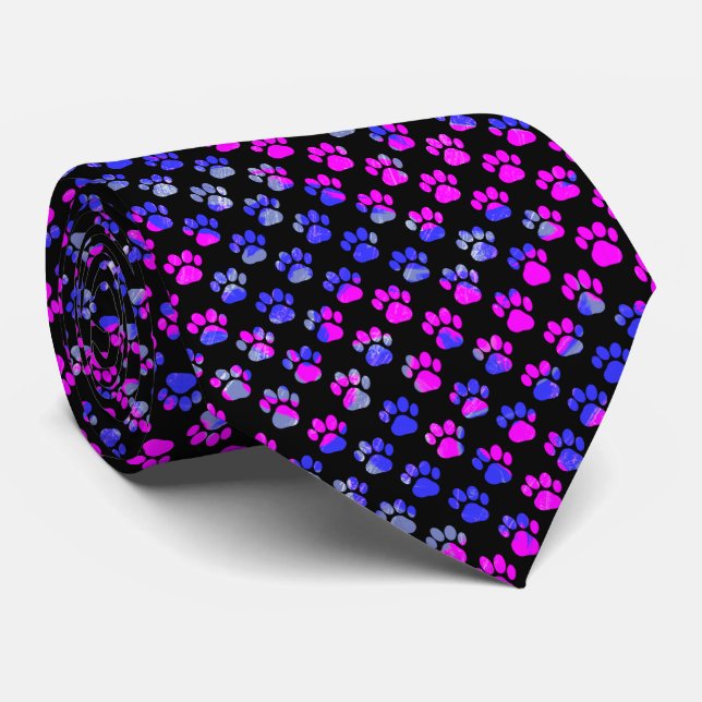 Animal Tass Silhouette Blue Rosa on Black Neck Tie Slips (Rullad)