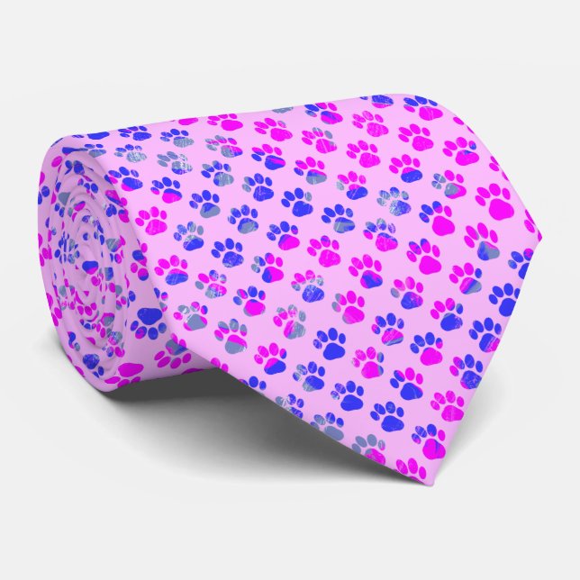 Animal Tass Silhouette Blue Rosa on Rosa Neck Tie Slips (Rullad)