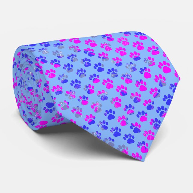 Animal Tass Silhouette Blue Rosa på Blue Neck Tie Slips (Rullad)