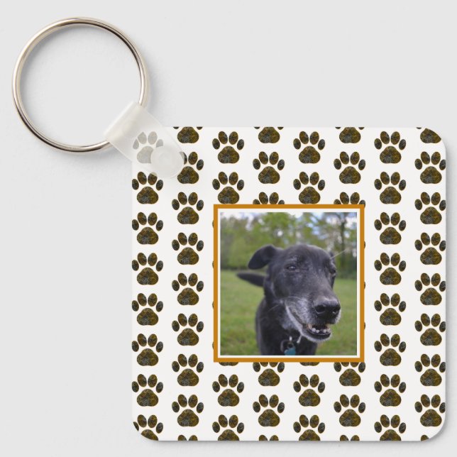 Animal Tass Silhouette Halloween Orange White Nyckelring (Framsida)