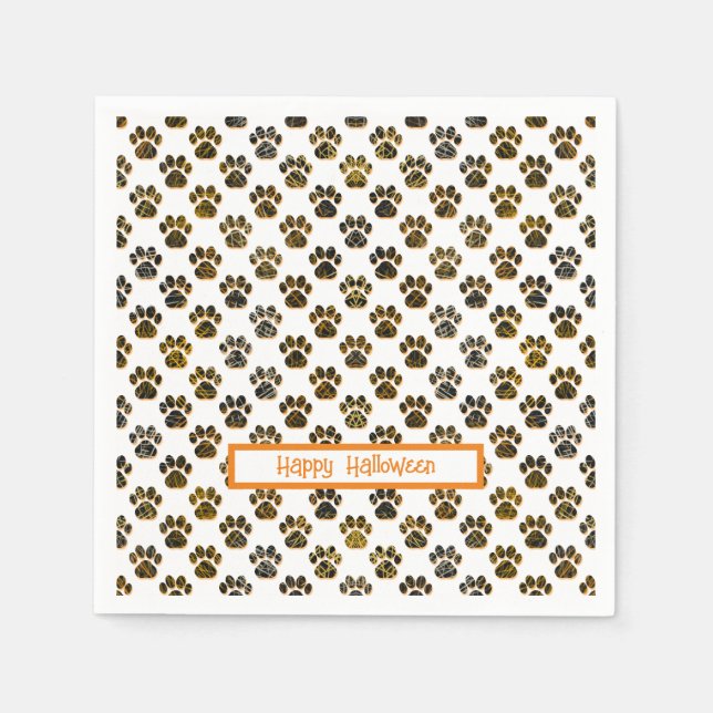 Animal Tass Silhouette Halloween Pawty White Pappersservett (Framsidan)
