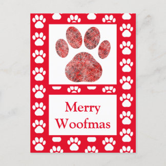 Animal Tass Silhouette Red White God jul Vykort