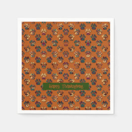 Animal Tass Silhouette Thanksgiving Pawty Dk Orang Pappersservett