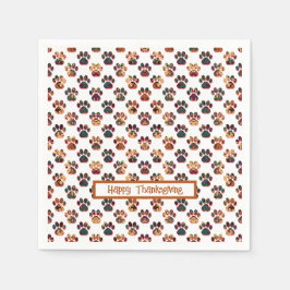 Animal Tass Silhouette Thanksgiving Pawty White Pappersservett