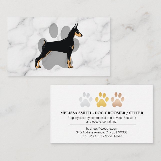 Animal Tass | Svart Hund Visitkort (Fram/baksida)