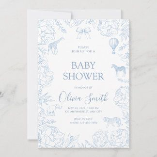 Animal Themed Baby Shower Invitation Baby Boy Girl Anteckningskort
