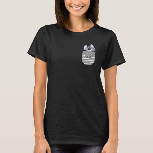 Animal Waving Koala In Pocket T Shirt (Framsida)