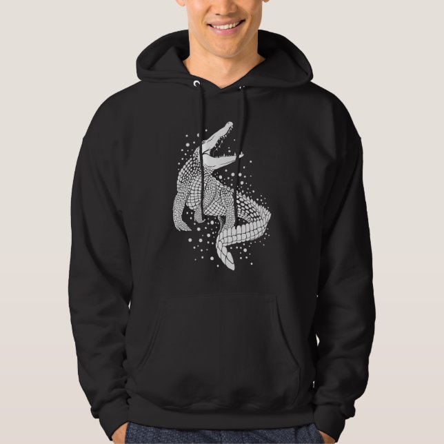 Animal White Silhouette - Crokodile Hoodie (Framsida)