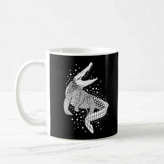 Animal White Silhouette - Crokodile Kaffemugg (Vänster)
