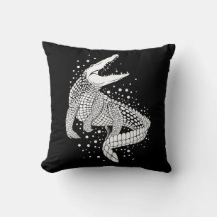 Animal White Silhouette - Crokodile Kudde