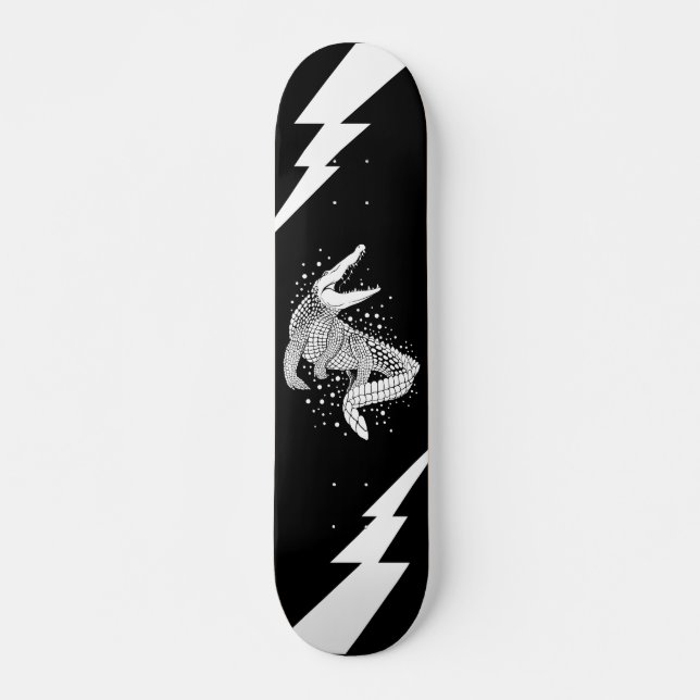 Animal White Silhouette - Crokodile Mini Skateboard Bräda 18,5 Cm (Framsida)