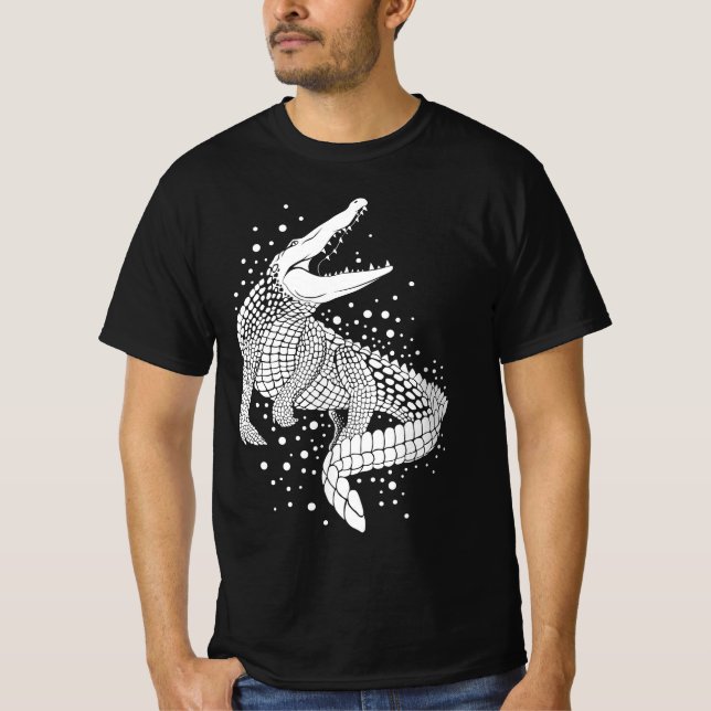 Animal White Silhouette - Crokodile T Shirt (Framsida)