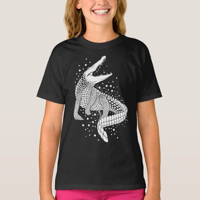 Animal White Silhouette - Crokodile T Shirt (Framsida)
