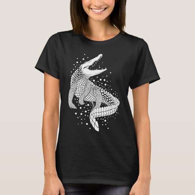 Animal White Silhouette - Crokodile T Shirt (Framsida)