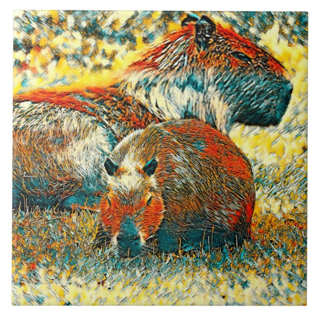 AnimalArt_Capybara_004 Kakelplatta (Framsidan)