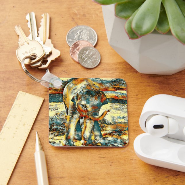 AnimalArt_Elephant_003 Nyckelring (Skrivbord)