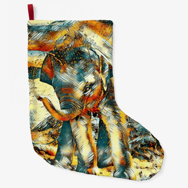 AnimalArt_Elephant_003 Stor Julstrumpa (Framsidan)