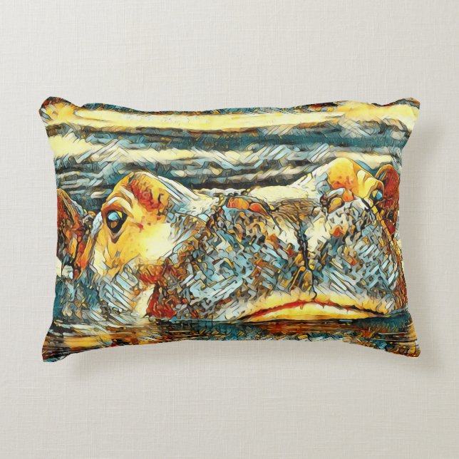 AnimalArt_Flodhästar_001 Prydnadskudde (Framsidan)