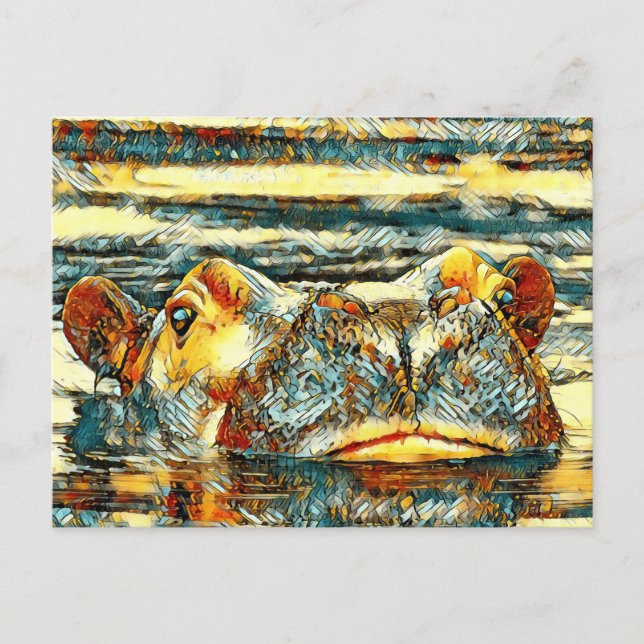 AnimalArt_Hippo_001 Vykort (Framsida)