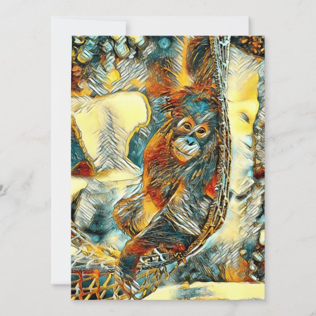 AnimalArt_OrangUtan_005 Julkort (Framsida)