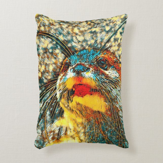 AnimalArt_Otter_001 Prydnadskudde (Framsidan(Vertikal))