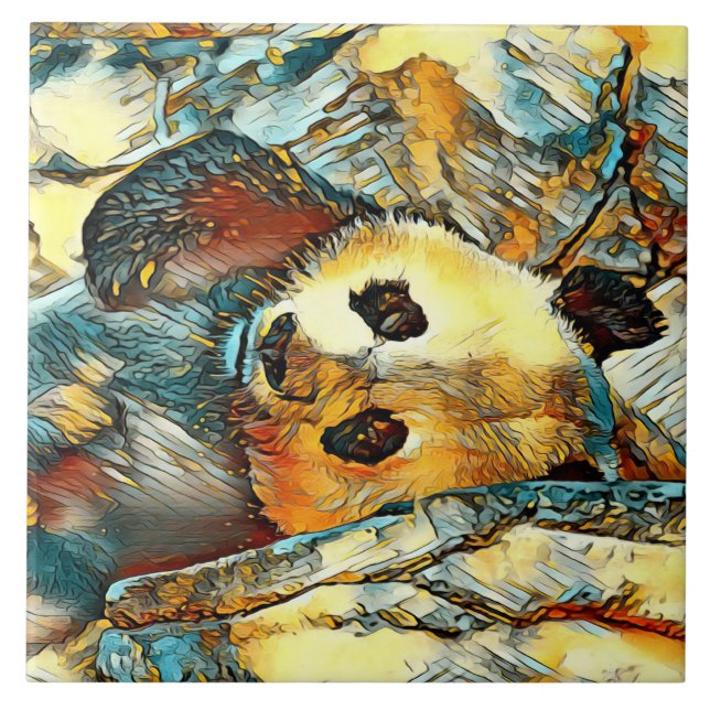 AnimalArt_Panda_002 Kakelplatta (Framsidan)