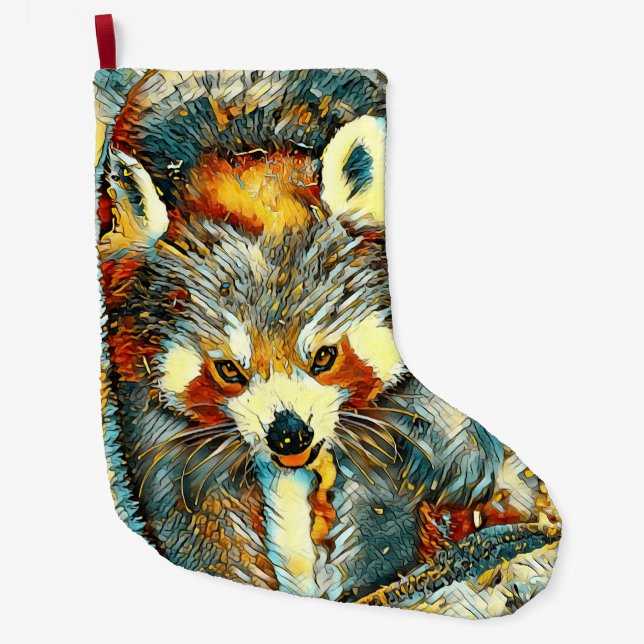 AnimalArt_RedPanda_002 Stor Julstrumpa (Framsidan)