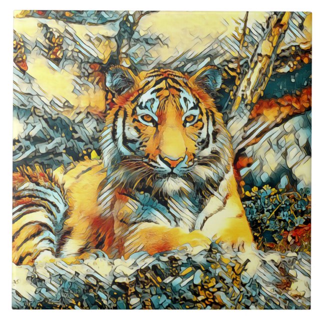 AnimalArt_Tiger_011 Kakelplatta (Framsidan)