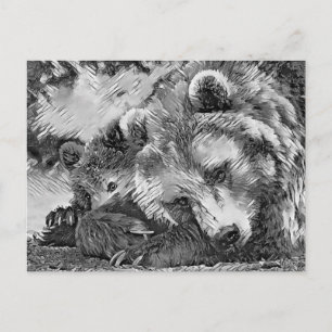 AnimalArtBW_Bear_002 Vykort