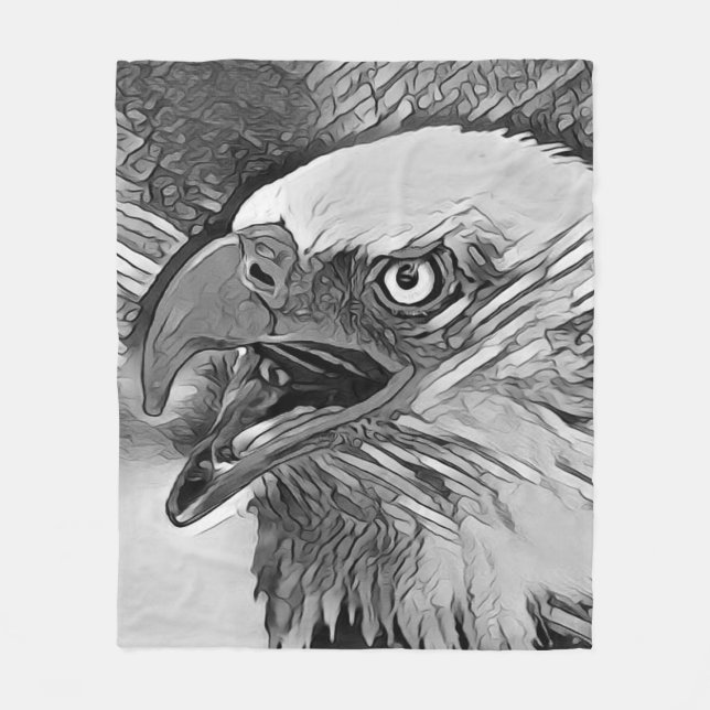 AnimalArtBW_Bird_002 Fleecefilt (Framsidan)