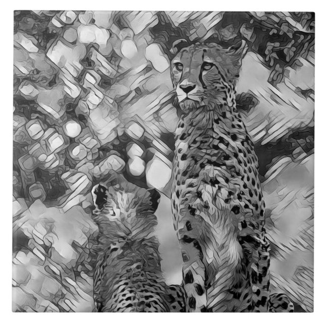AnimalArtBW_Cheetah_008 Kakelplatta (Framsidan)