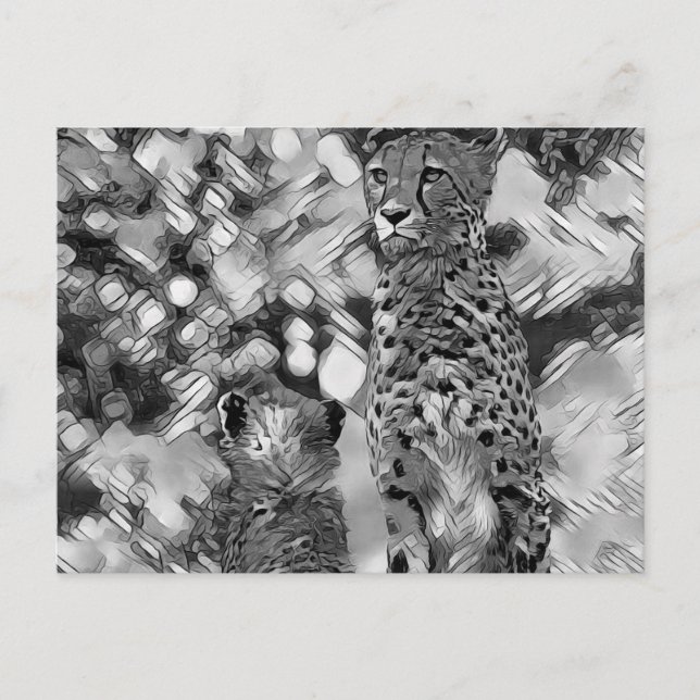 AnimalArtBW_Gepard_008 Vykort (Framsida)