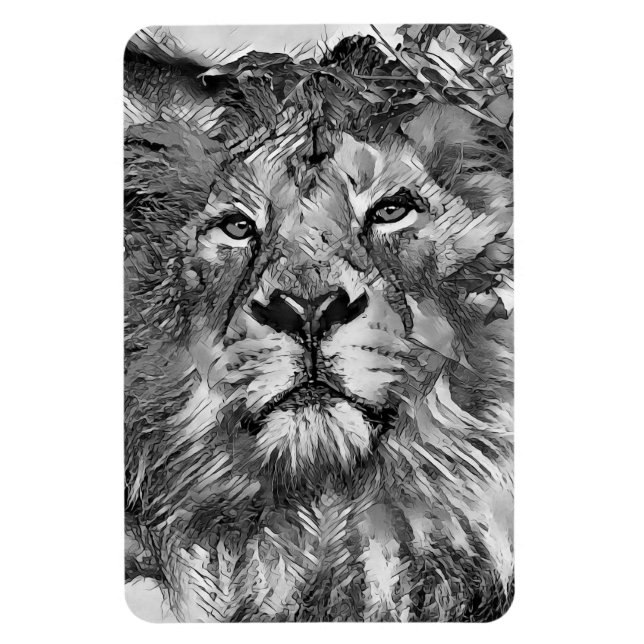 AnimalArtBW_Lejon_003 Magnet (Vertikal)