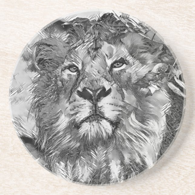 AnimalArtBW_Lejon_003 Underlägg (Framsidan)