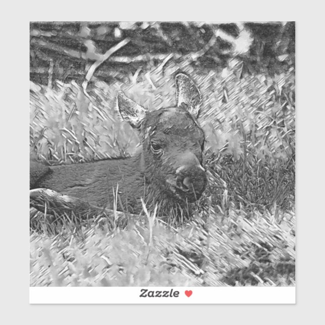 AnimalArtBW_Moose_001 Klistermärken (Ark)