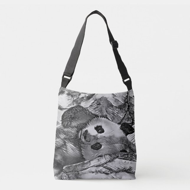 AnimalArtBW_Panda_002 Axelväska (Framsida)
