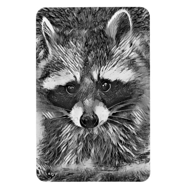 AnimalArtBW_Raccoon_006 Magnet (Vertikal)