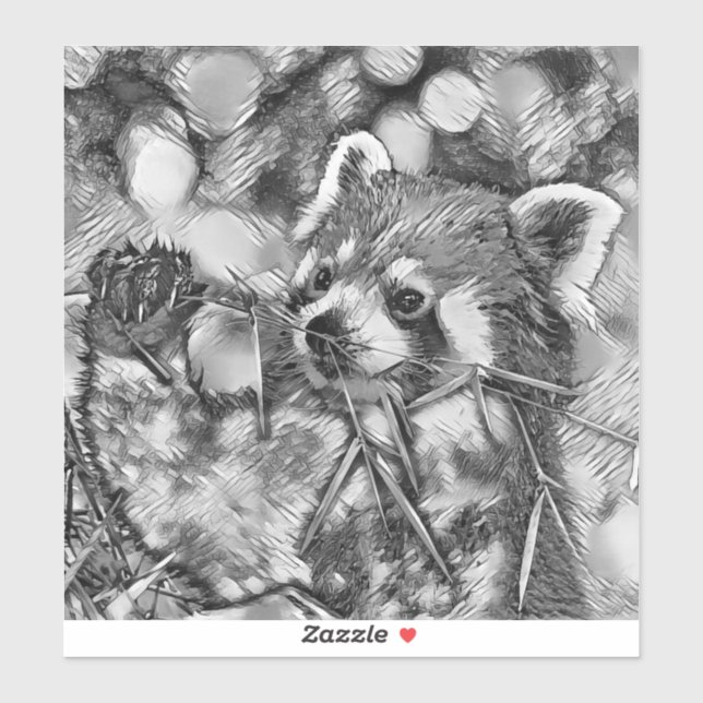 AnimalArtBW_RedPanda_001 Klistermärken (Ark)
