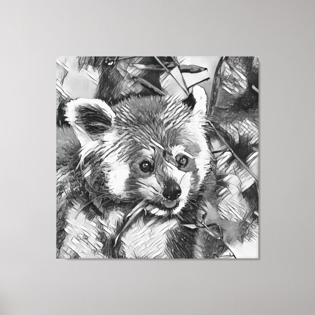 AnimalArtBW_RedPanda_003 Canvastryck (Framsida)