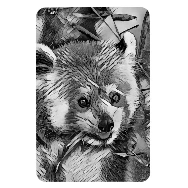 AnimalArtBW_RedPanda_003 Magnet (Vertikal)